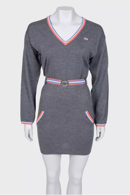 Gray dress with bright stripes