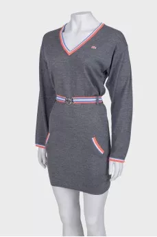 Gray dress with bright stripes