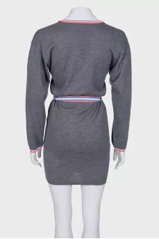 Gray dress with bright stripes
