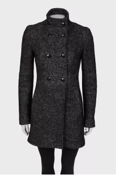 Double-breasted half-coat with stand collar