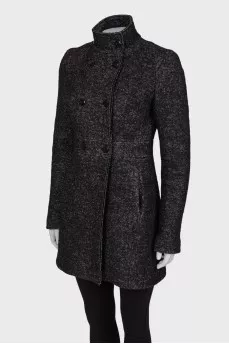 Double-breasted half-coat with stand collar