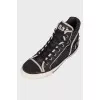 High  textile sneakers with glitter effect