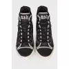 High  textile sneakers with glitter effect