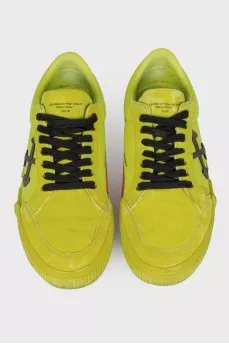 Textile sneakers with branded logo