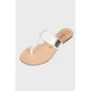 White leather flip-flops