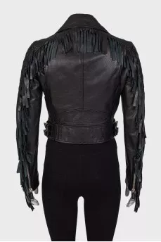 Fringed leather jacket