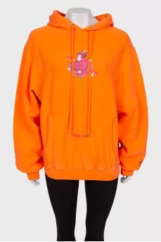 Orange hoodie with print