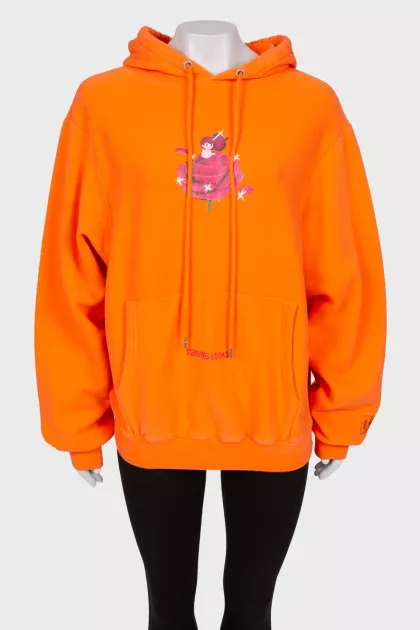 Orange hoodie with print