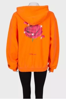 Orange hoodie with print