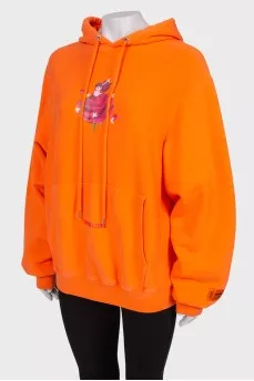 Orange hoodie with print