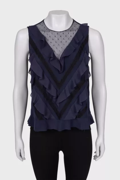 Blue frilling blouse