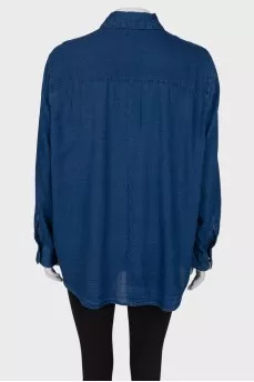 Blue casual cut blouse