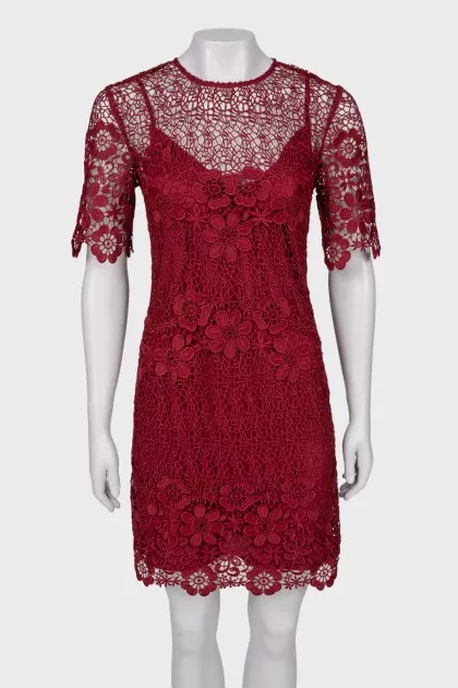 Burgundy lace dress with tag