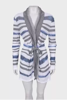 Wrap cardigan with stripes