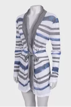 Wrap cardigan with stripes
