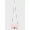 Leather pink handbag with shoulder chain