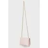 Leather pink handbag with shoulder chain