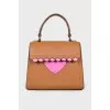Brown Tote Bag with Pink Ruffle