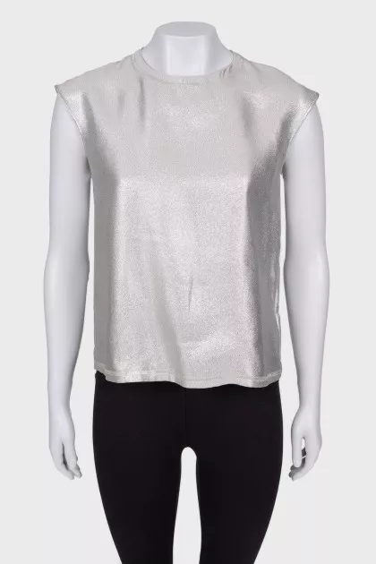 Silver sleeveless top