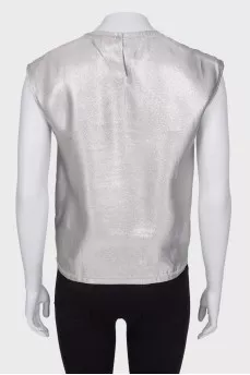 Silver sleeveless top