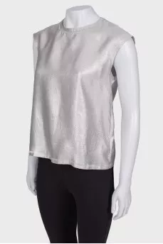 Silver sleeveless top