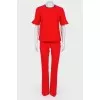 Red pantsuit