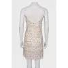 Beige mini dress with beads