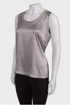 Gray silk top