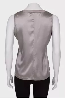 Gray silk top