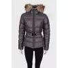 Grey hooded down jacket