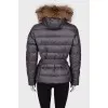 Grey hooded down jacket