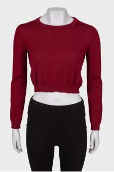 Cropped sweater in burgundy