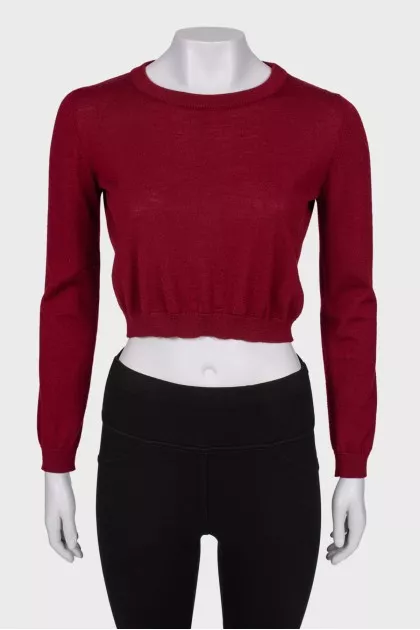 Cropped sweater in burgundy