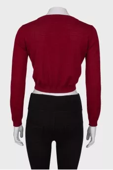 Cropped sweater in burgundy
