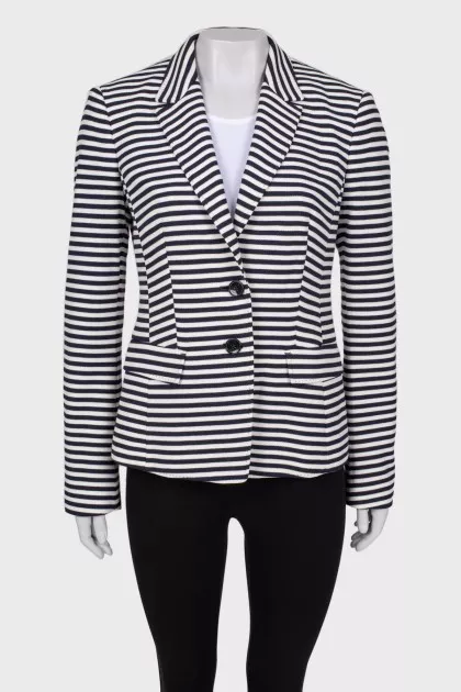 White blazer in dark blue stripe