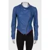 Blue leather jacket with perforation