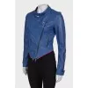 Blue leather jacket with perforation