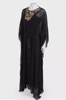 Black appliqued dress