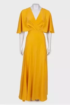 Yellow maxi dress with volan sleeves