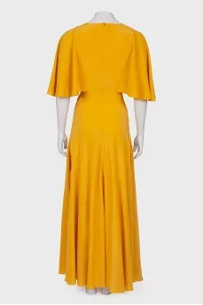 Yellow maxi dress with volan sleeves