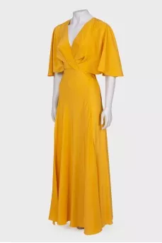 Yellow maxi dress with volan sleeves