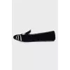 Velour flats with print on toe