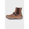 Velcro leather boots