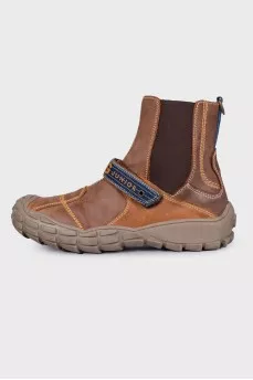 Velcro leather boots