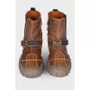 Velcro leather boots