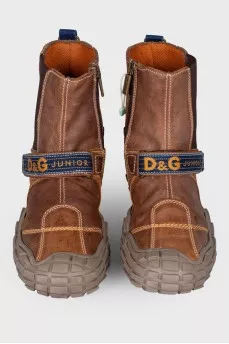 Velcro leather boots
