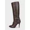 Brown embossed boots