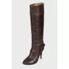 Brown embossed boots