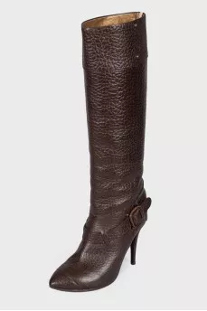 Brown embossed boots