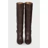 Brown embossed boots